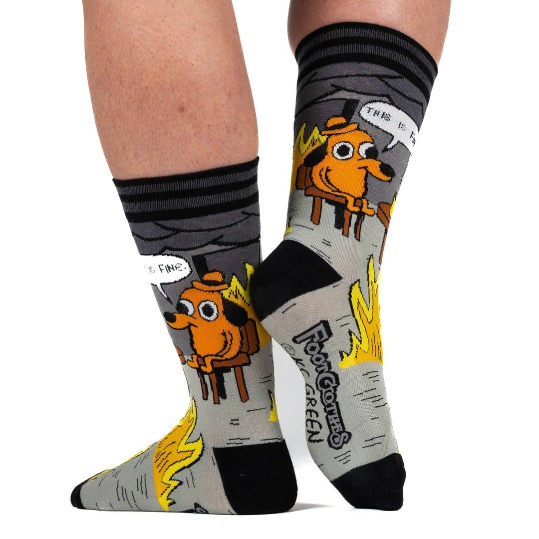 FootClothes LLC - This is Fine: Noir Edition Crew Socks