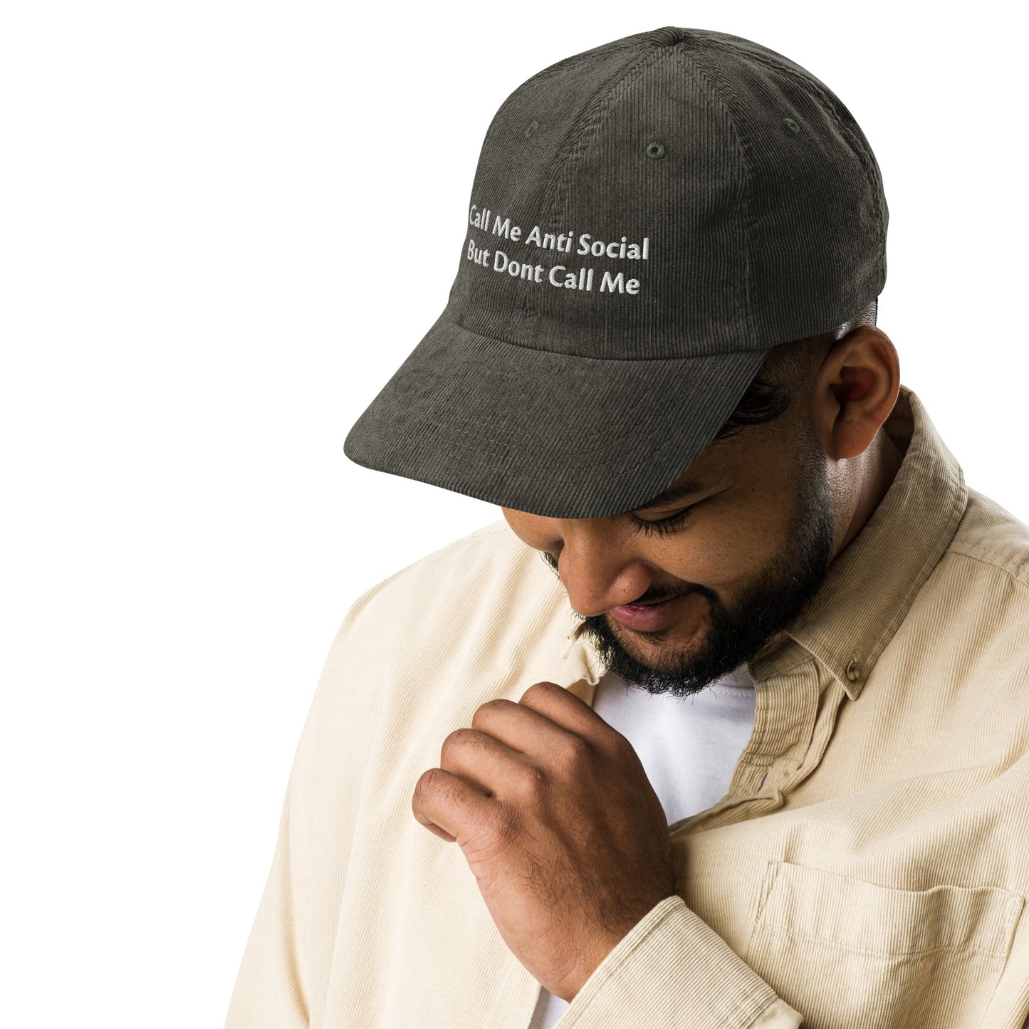 Anti Social Embroidered Vintage Corduroy Cap - KILLER RETRO