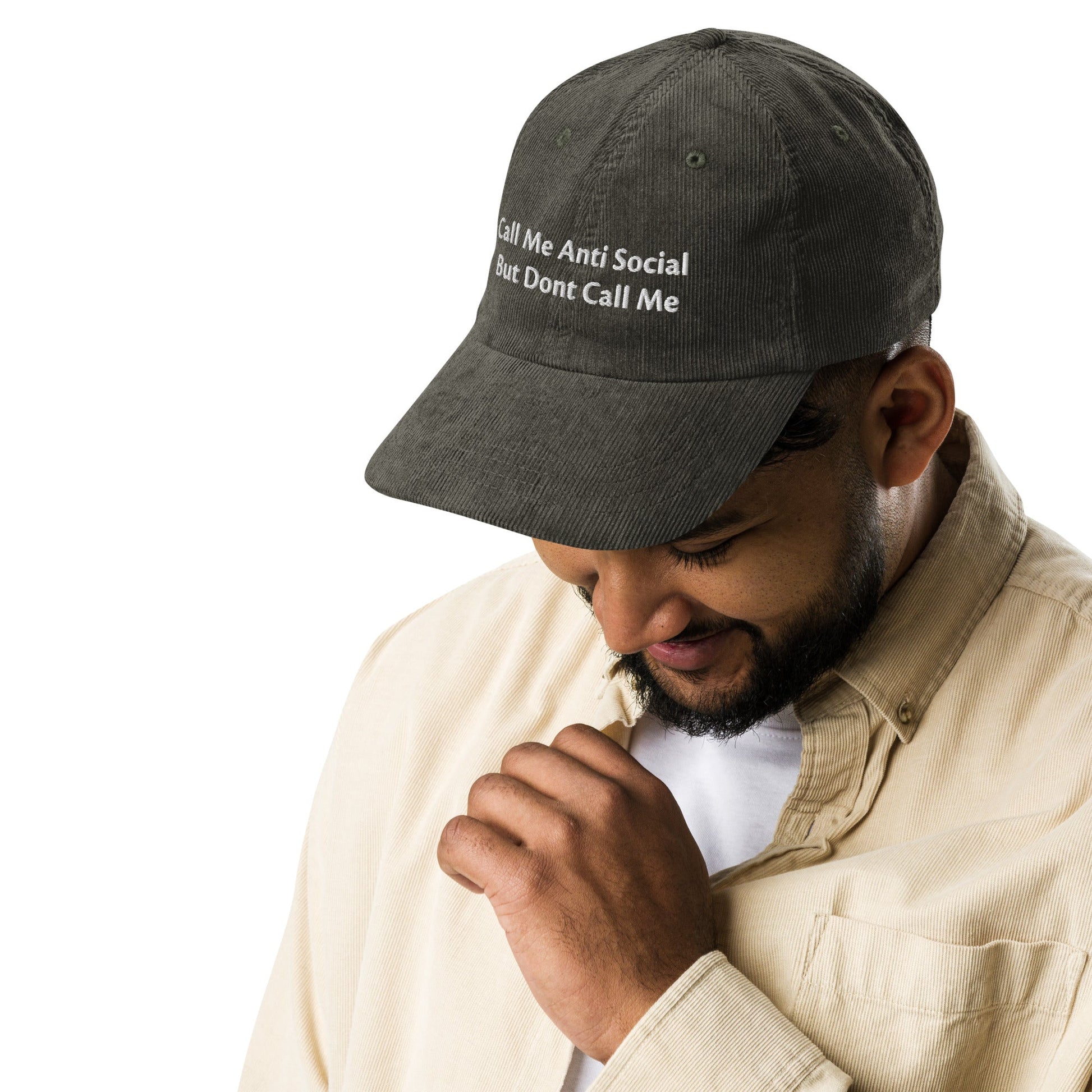 Anti Social Embroidered Vintage Corduroy Cap - KILLER RETRO