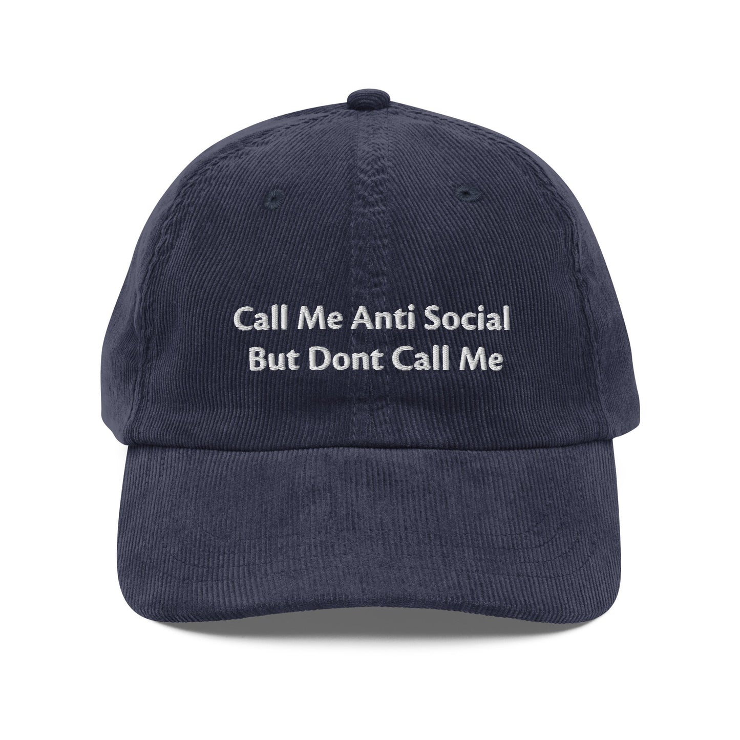 Anti Social Embroidered Vintage Corduroy Cap - KILLER RETRO