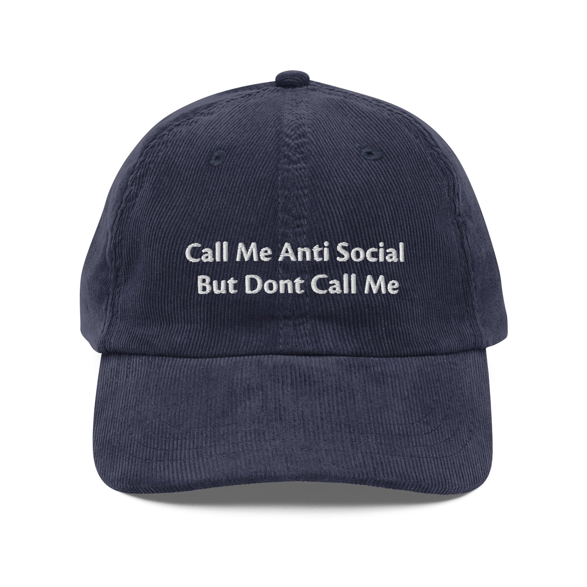 Anti Social Embroidered Vintage Corduroy Cap - KILLER RETRO