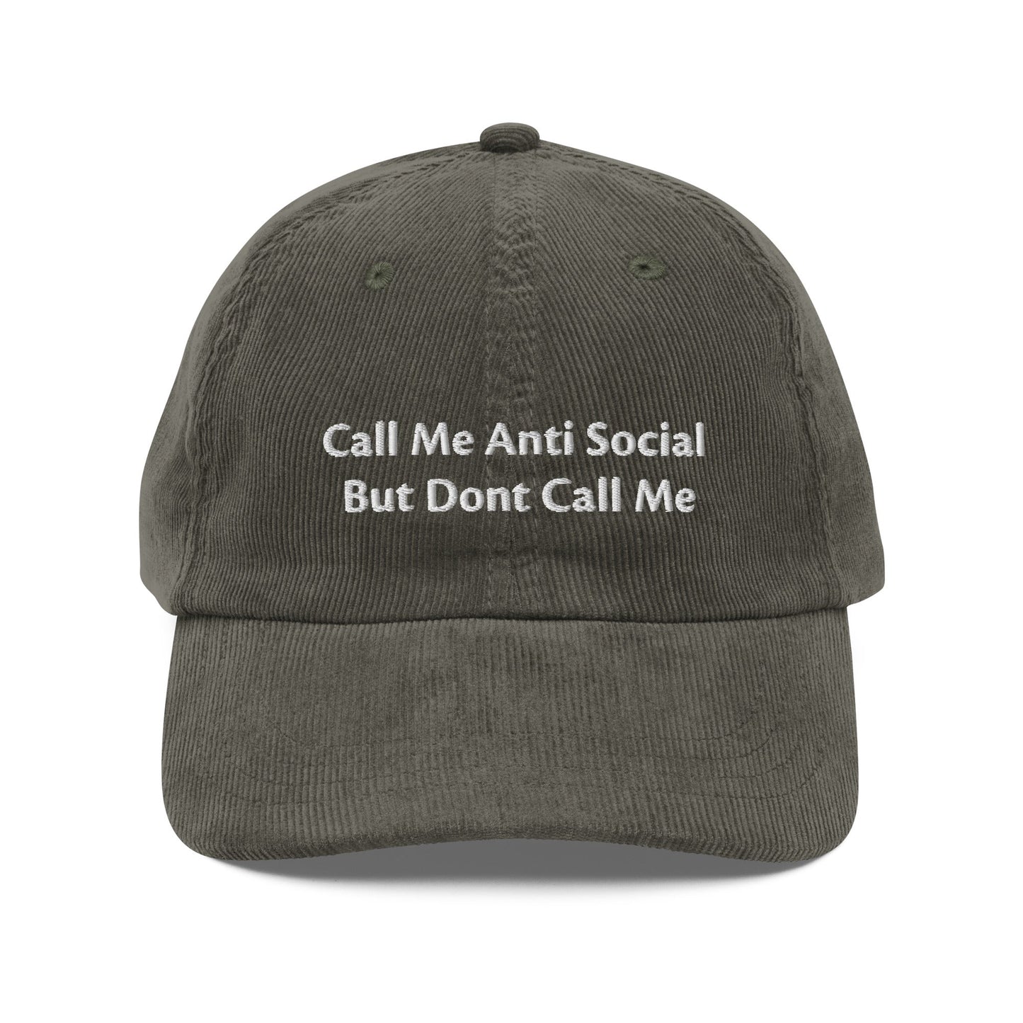 Anti Social Embroidered Vintage Corduroy Cap - KILLER RETRO