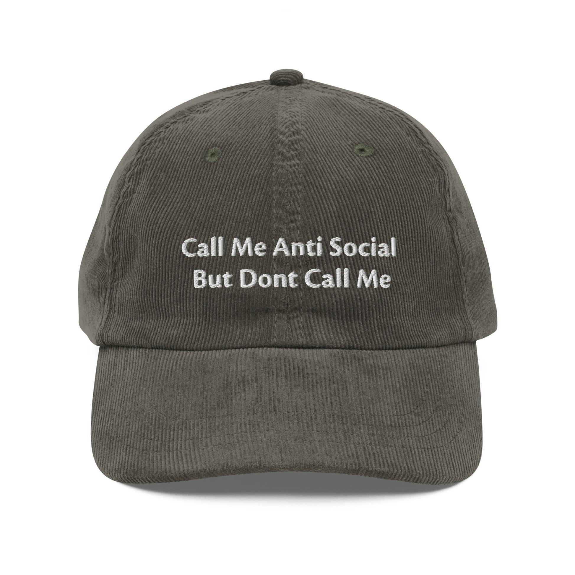 Anti Social Embroidered Vintage Corduroy Cap - KILLER RETRO