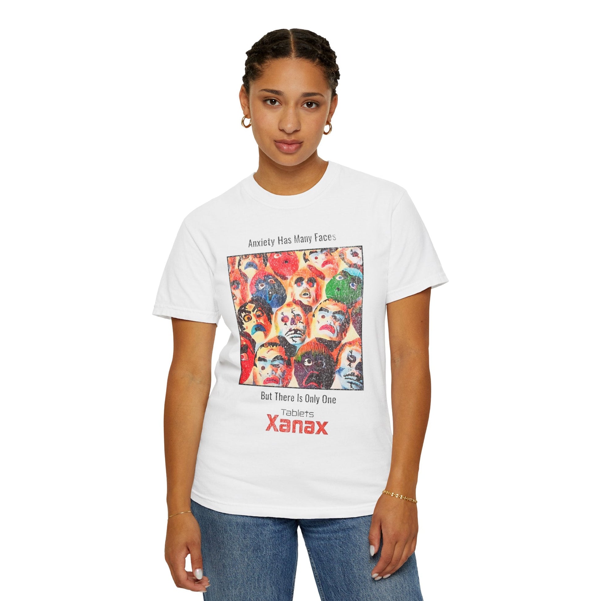 Anxiety Has Many Faces 90's Vintage Xanax Graphic T-shirt. - KILLER RETRO
