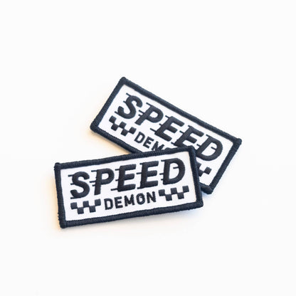 Union Made - Speed Demon Embroidered Iron on Patch - Black and White