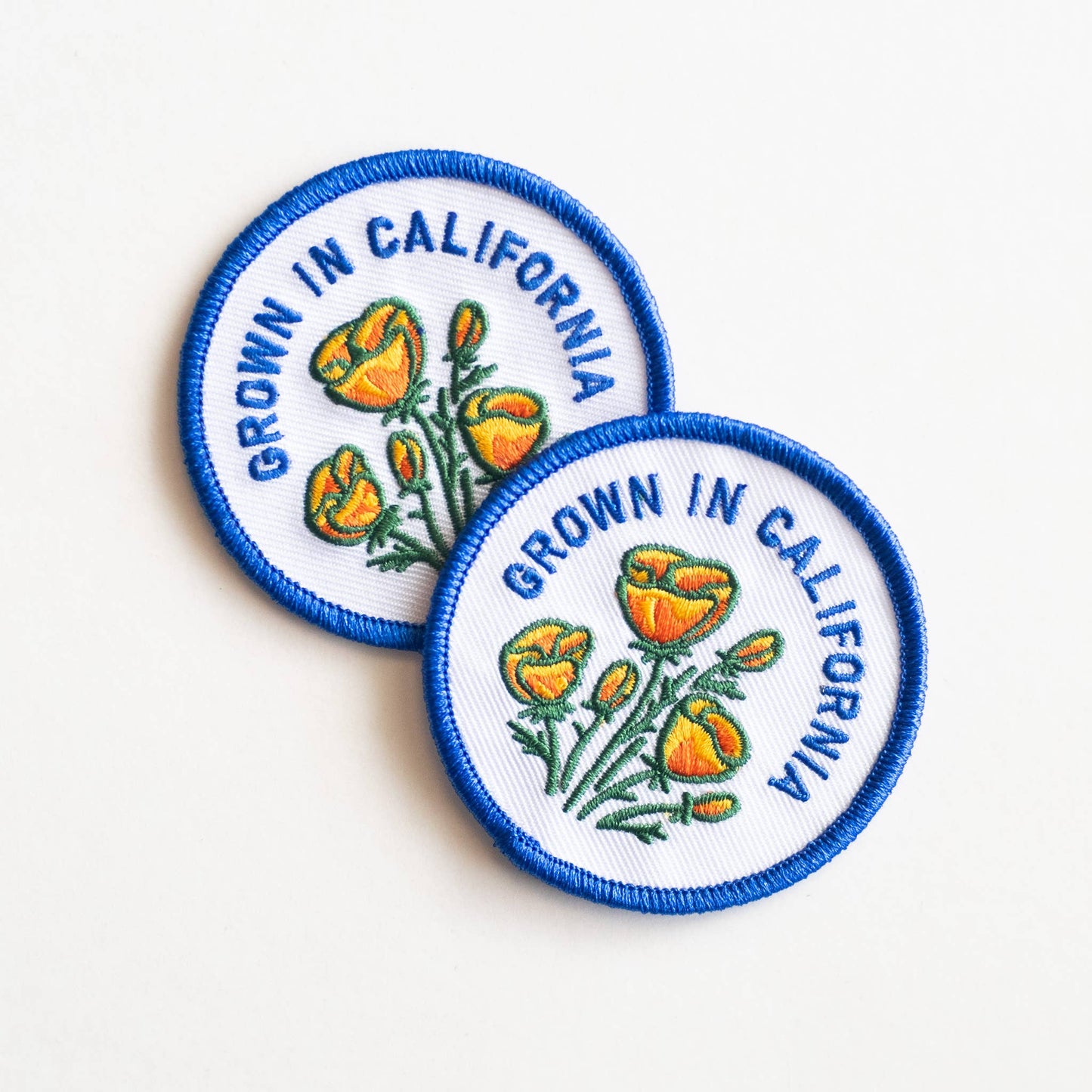 Union Made - Grown In California Embroidered Iron on Patch - Golden Poppy