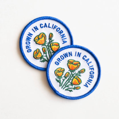 Union Made - Grown In California Embroidered Iron on Patch - Golden Poppy