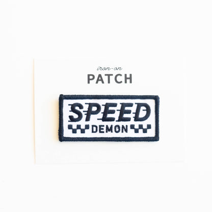 Union Made - Speed Demon Embroidered Iron on Patch - Black and White