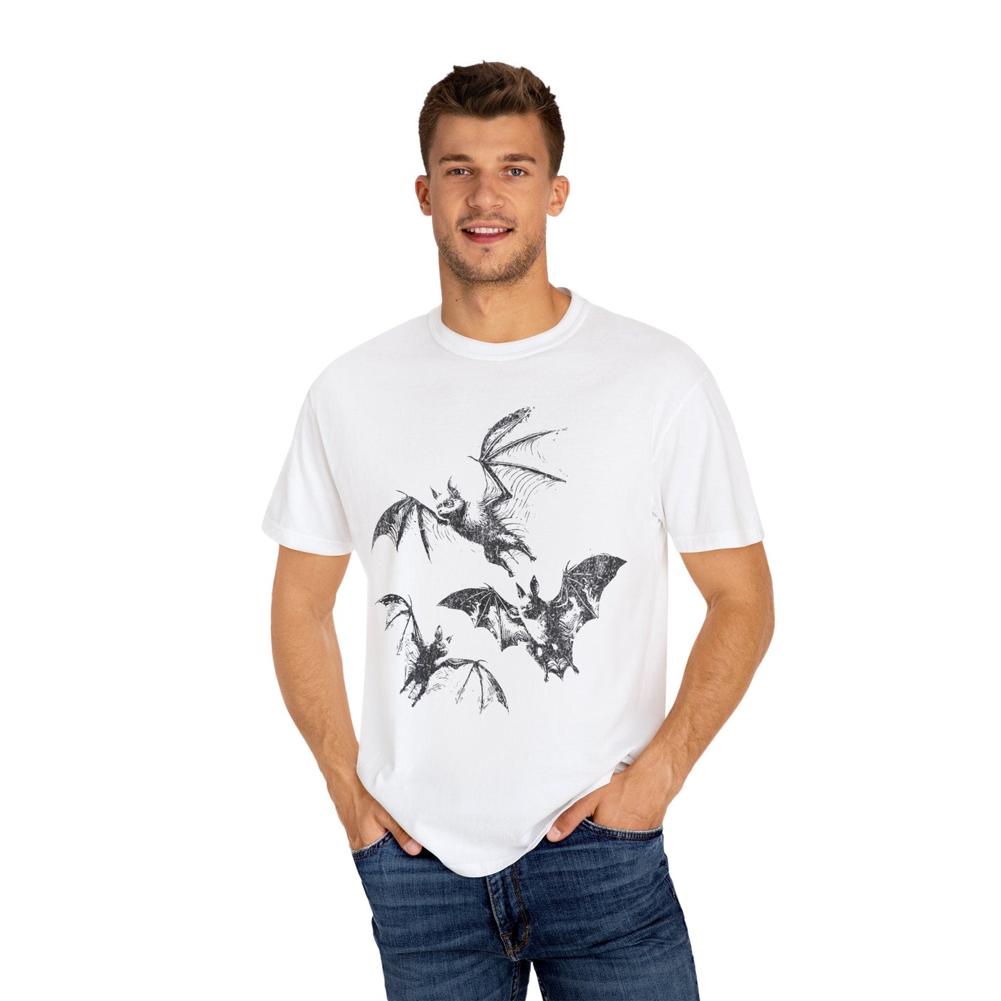 Bats Graphic T-Shirt for Halloween Lovers, Unisex Tee for Casual Wear, Spooky Aesthetic, Gift for Bat Fans, Perfect for Fall - KILLER RETRO