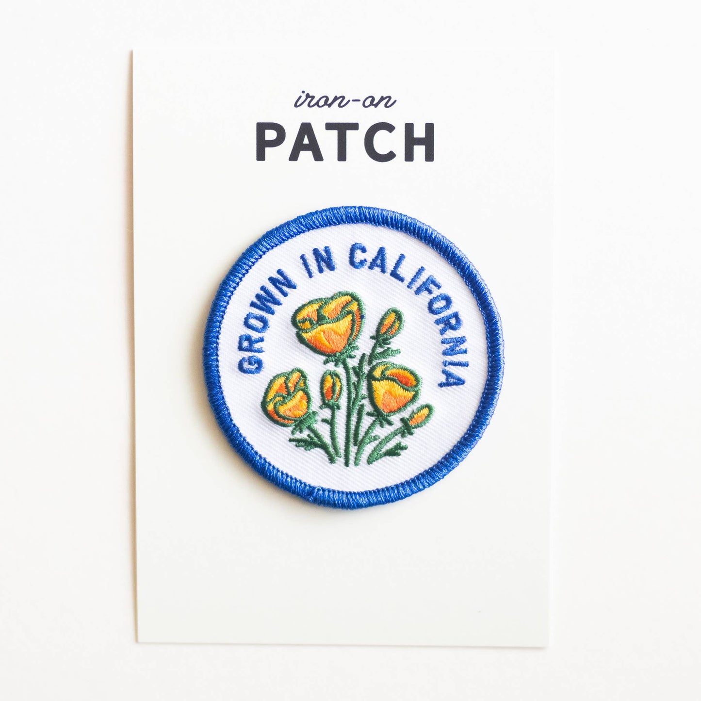Union Made - Grown In California Embroidered Iron on Patch - Golden Poppy