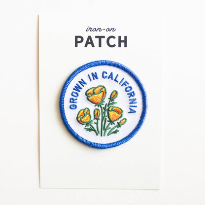 Union Made - Grown In California Embroidered Iron on Patch - Golden Poppy