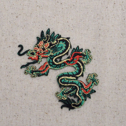 Wholesale Applique - SMALL - Chinese Dragon - Green - LEFT or RIGHT - Embroidered Patch - Iron on Applique - 683056