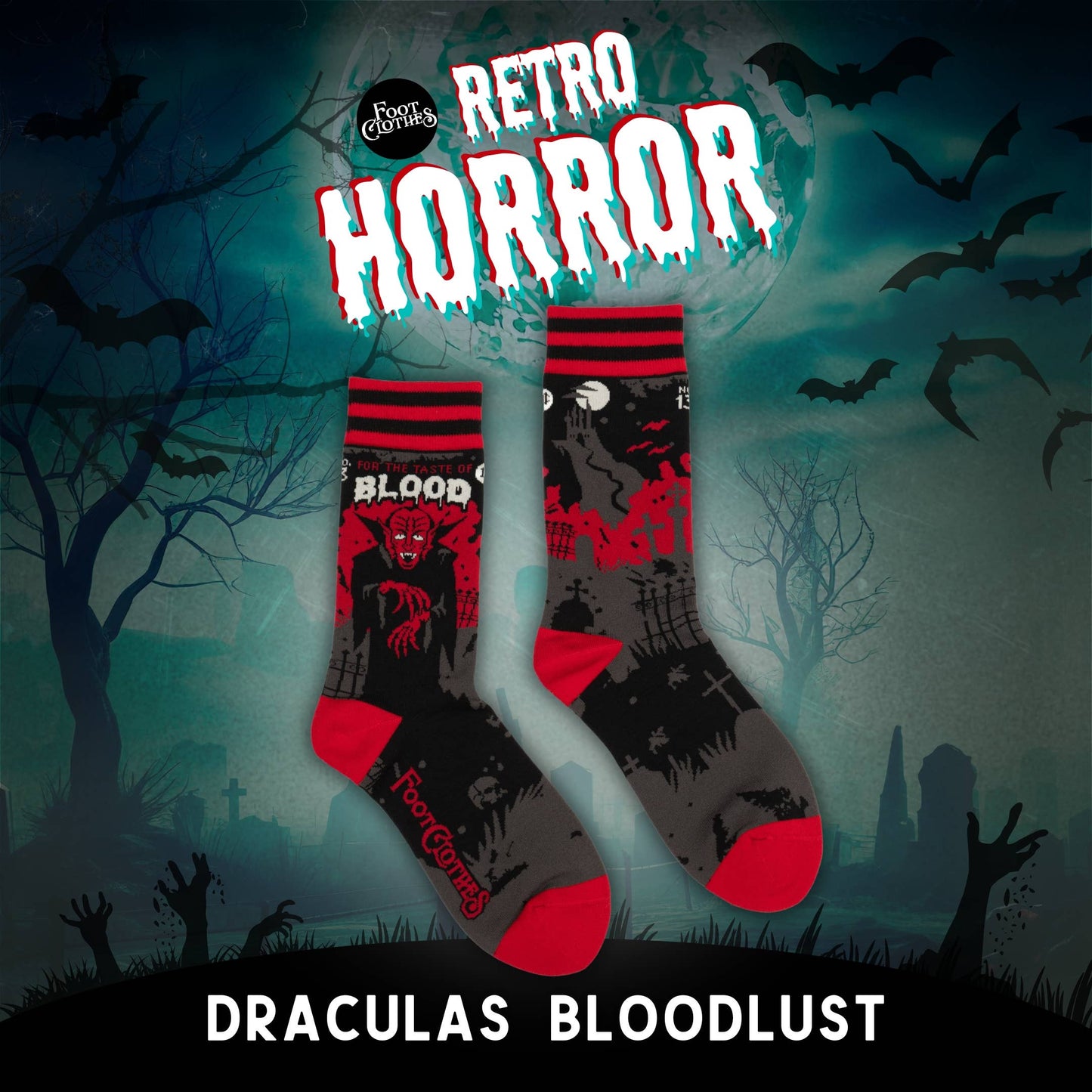 FootClothes LLC - Dracula's Bloodlust Crew Socks