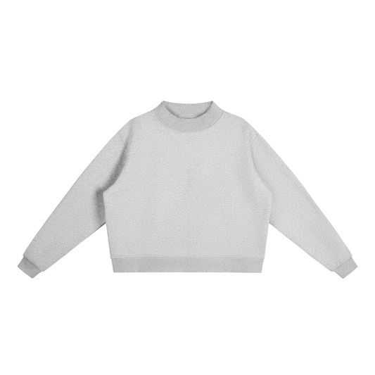 Essential Mock-Neck Crew Fleece Sweatshirt for Women