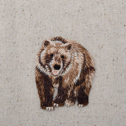 Wholesale Applique - Brown Grizzly Bear, Animals, Embroidered, Iron on Patch