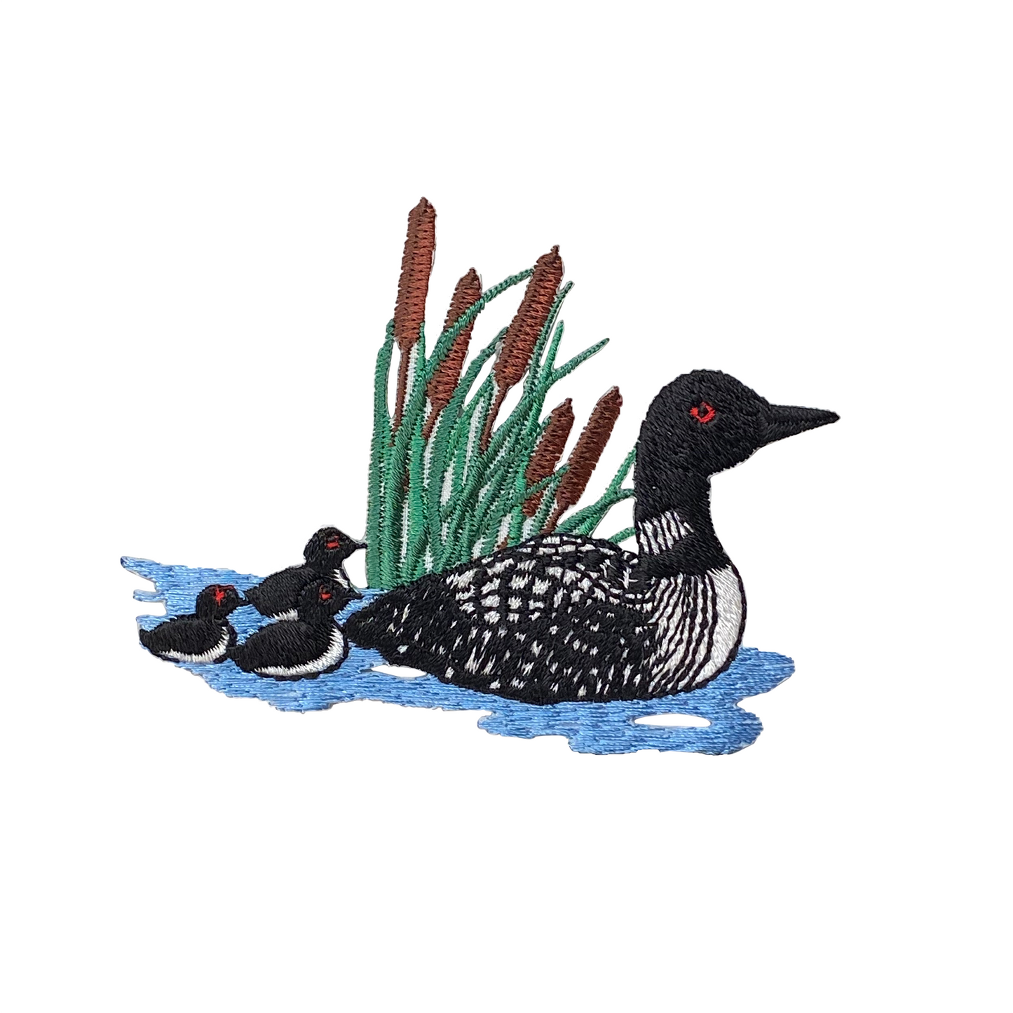 Wholesale Applique - Loon with Baby Chicks, Bird Cattails in Water, Iron on Patch