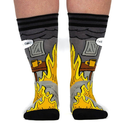 FootClothes LLC - This is Fine: Noir Edition Crew Socks