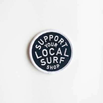 Union Made - Support Your Local Surf Shop Iron on Patch -  Black & White