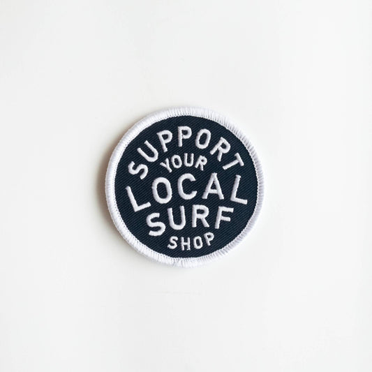Union Made - Support Your Local Surf Shop Iron on Patch -  Black & White