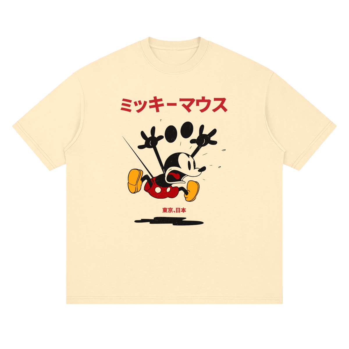 Retro Mickey Mouse Japanese Loose Drop Shoulder T-Shirt