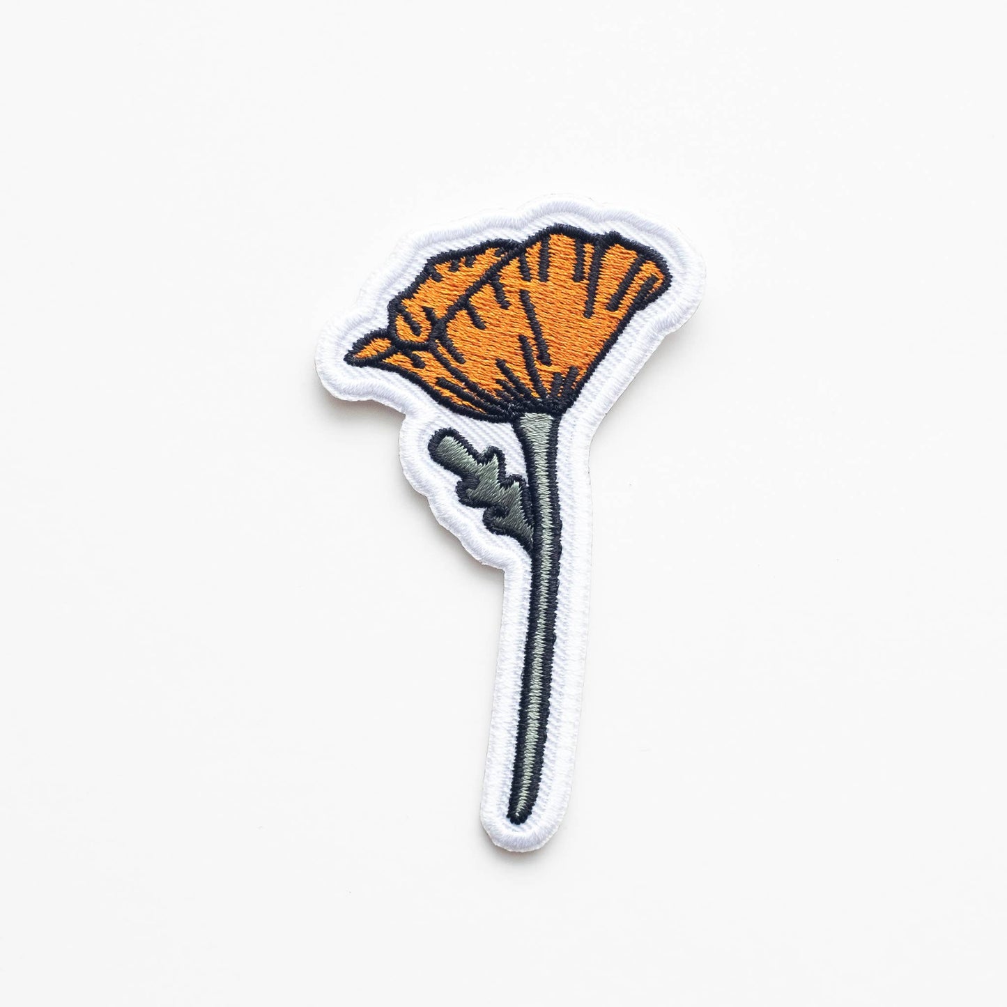 Union Made - Blooming Poppy Embroidered Iron on Patch - California Flower