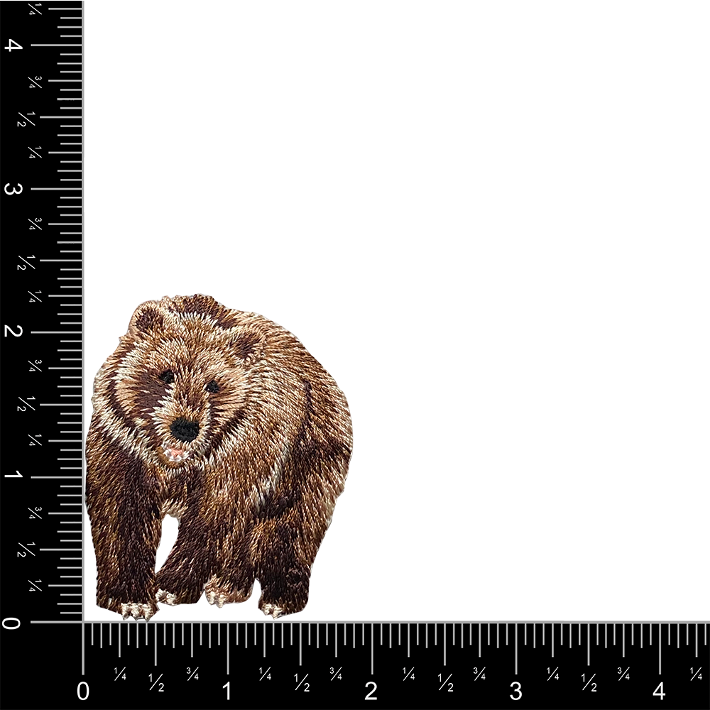 Wholesale Applique - Brown Grizzly Bear, Animals, Embroidered, Iron on Patch
