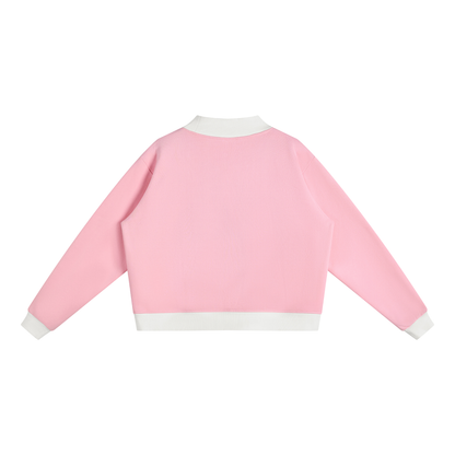 Women’s Two Tone Mock Neck Crewneck Sweatshirt