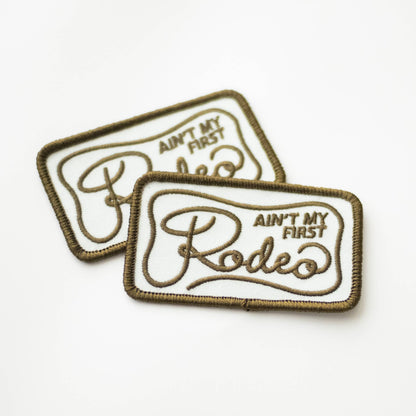 Union Made - Ain't My Frist Rodeo Embroidered Iron on Patch (Green+White)