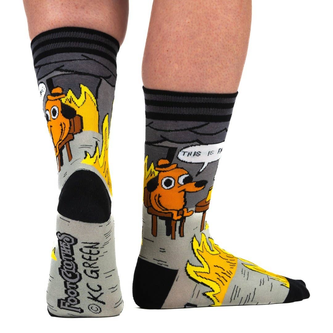 FootClothes LLC - This is Fine: Noir Edition Crew Socks