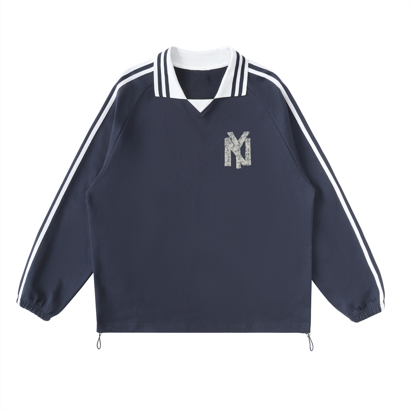 NY New York Unisex Striped Lapel Collar Sweatshirt - Killer Retro