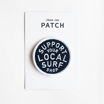 Union Made - Support Your Local Surf Shop Iron on Patch -  Black & White