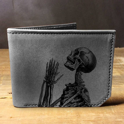 backerton - Praying Skeleton - Printmaker Leather Wallet