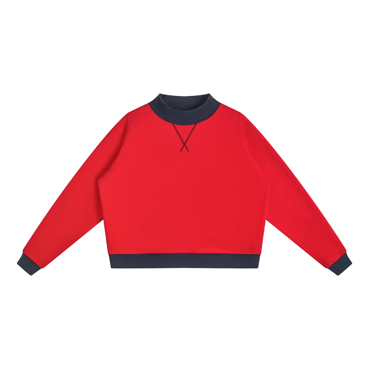 Women’s Two Tone Mock Neck Crewneck Sweatshirt