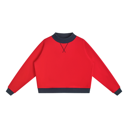 Women’s Two Tone Mock Neck Crewneck Sweatshirt