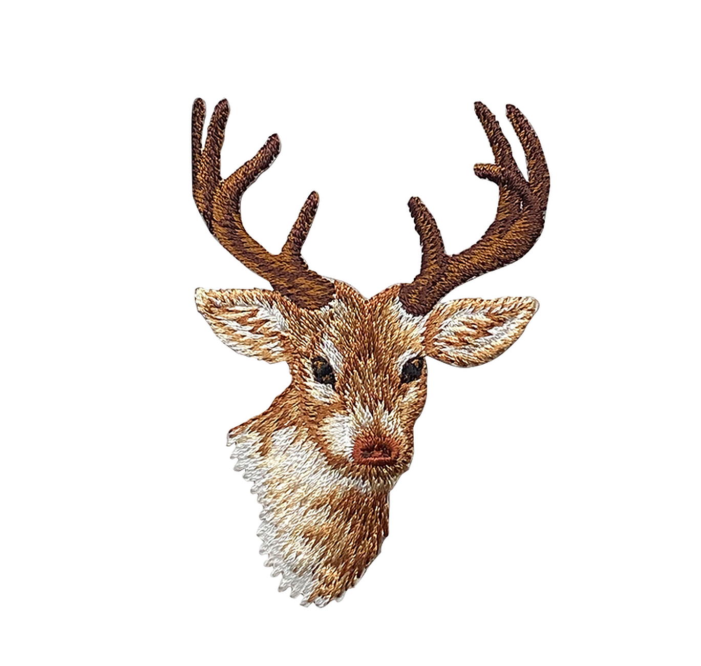 Wholesale Applique - Natural Deer Head, White Tail Buck Embroidered Iron on Patch
