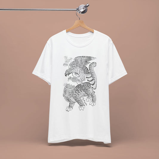 Eagle and Tiger Korean Traditional Drawing Vintage T-shirt - KILLER RETRO