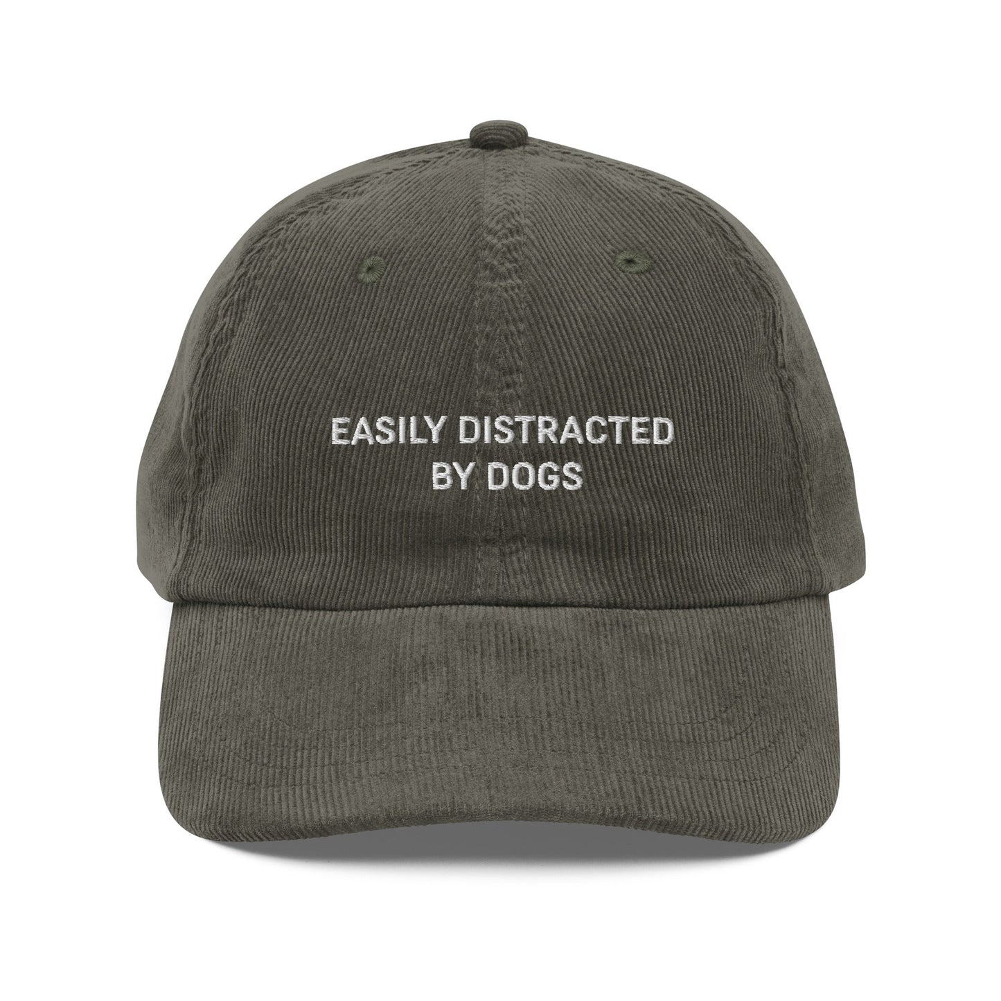 Easily Distracted By Dogs Embroidered Vintage corduroy cap - KILLER RETRO