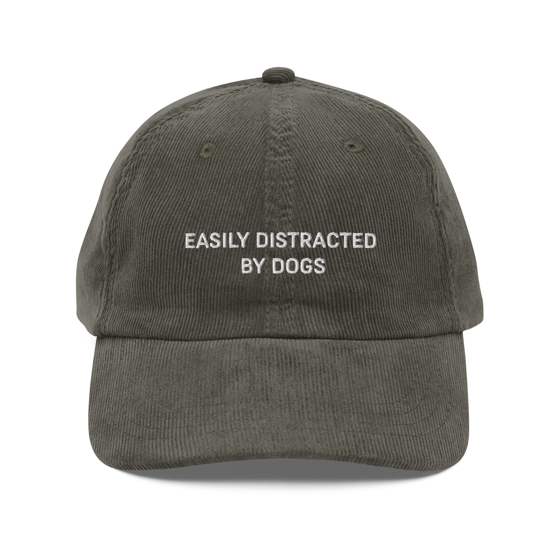 Easily Distracted By Dogs Embroidered Vintage corduroy cap - KILLER RETRO