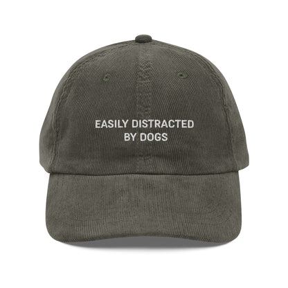 Easily Distracted By Dogs Embroidered Vintage corduroy cap - KILLER RETRO