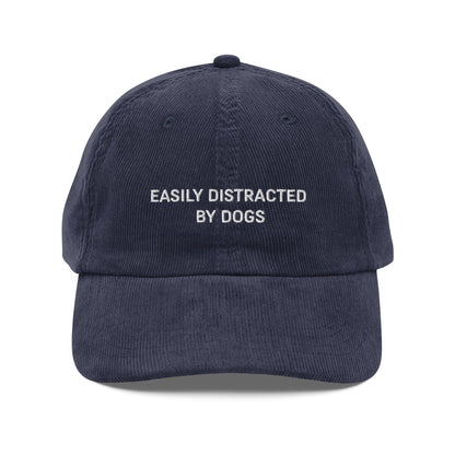 Easily Distracted By Dogs Embroidered Vintage corduroy cap - KILLER RETRO