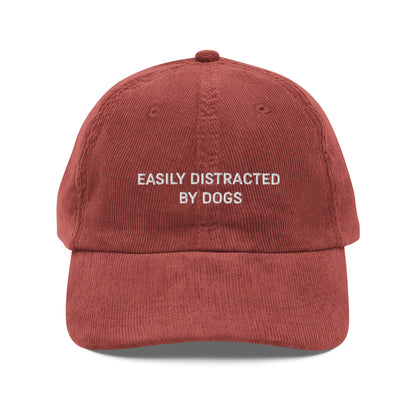 Easily Distracted By Dogs Embroidered Vintage corduroy cap - KILLER RETRO