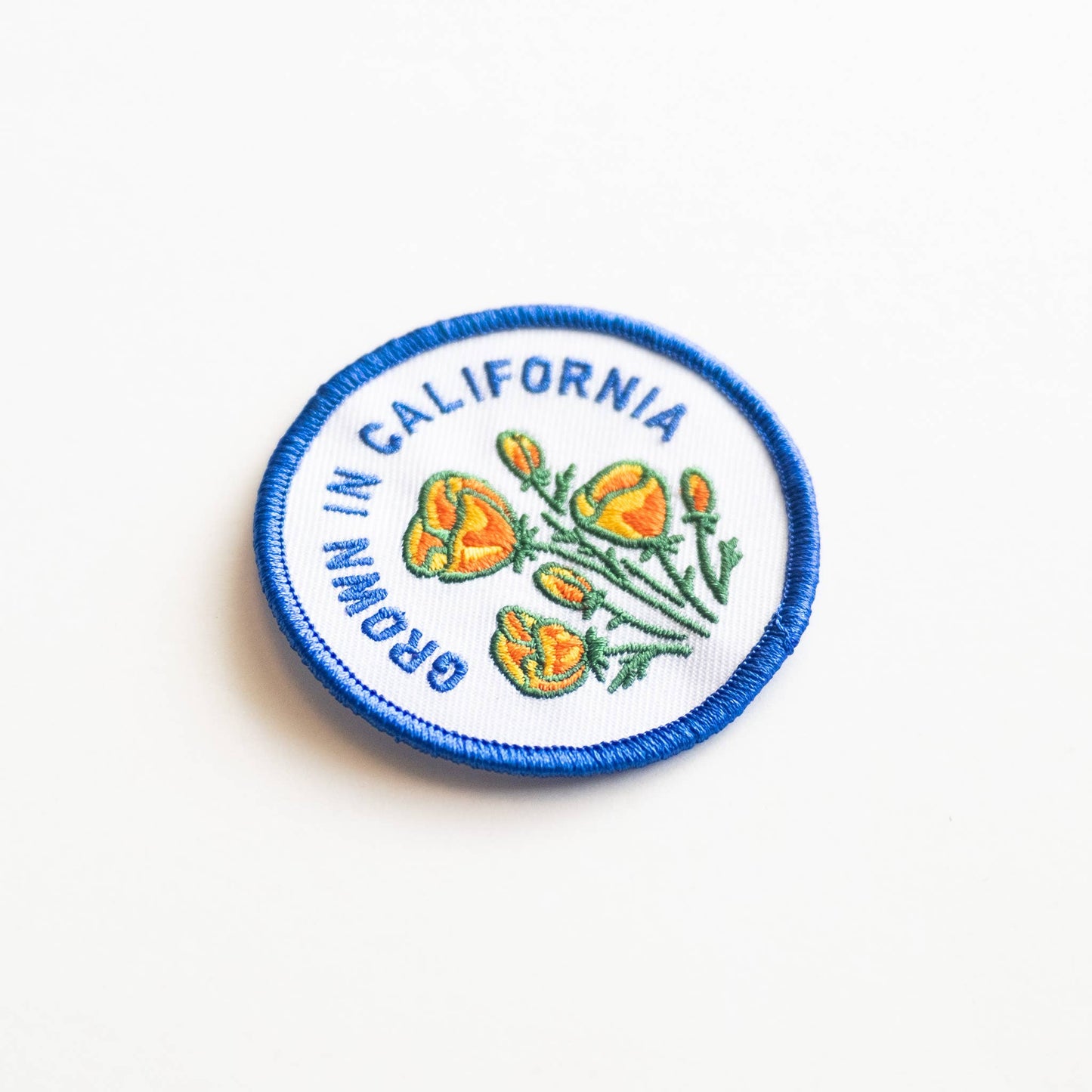 Union Made - Grown In California Embroidered Iron on Patch - Golden Poppy