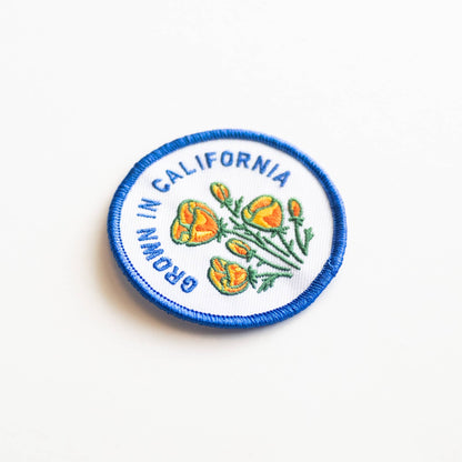 Union Made - Grown In California Embroidered Iron on Patch - Golden Poppy