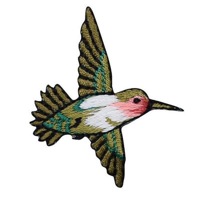 Wholesale Applique - Small Ruby Red Throat Hummingbird Flying Right Iron on Patch