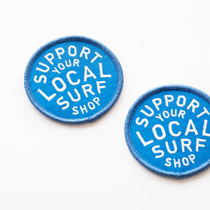 Union Made - Support Your Local Surf Shop Iron on Patch - Blue & White