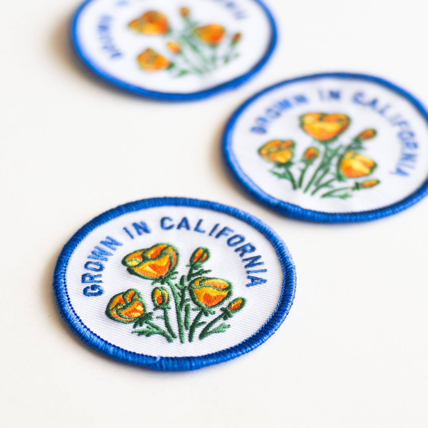 Union Made - Grown In California Embroidered Iron on Patch - Golden Poppy