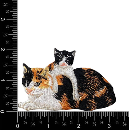 Wholesale Applique - Calico, Mother Cat and Kitten, Pets, Animals, Embroidered, Iron on Patch