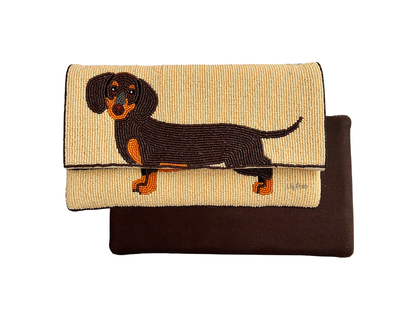 Lily Posh - Dachshund Clutch Crossbody Beaded Bag, Dog, Lily Posh