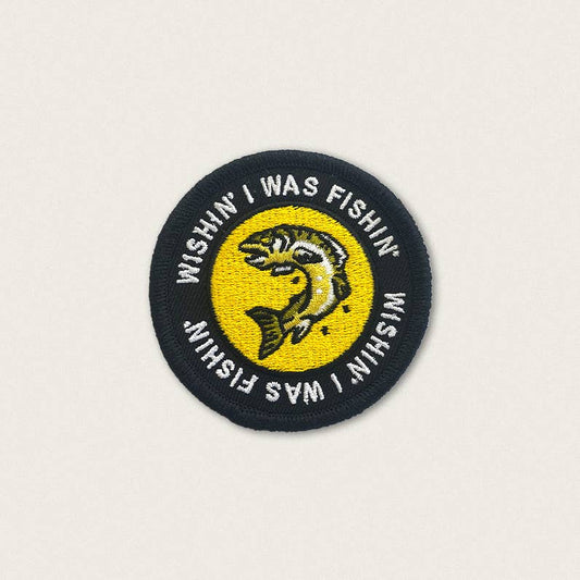 Union Made - Wishing I Was Fishing Embroidered Iron on Patch