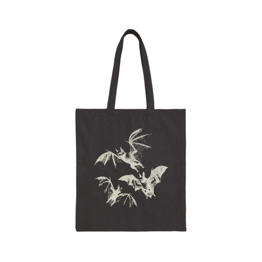 Gothic Bat Print Cotton Canvas Tote Bag | Eco - Friendly Reusable Grocery Bag, Halloween Gift, Halloween Tote, All Occasion Bag, Art Bag - KILLER RETRO